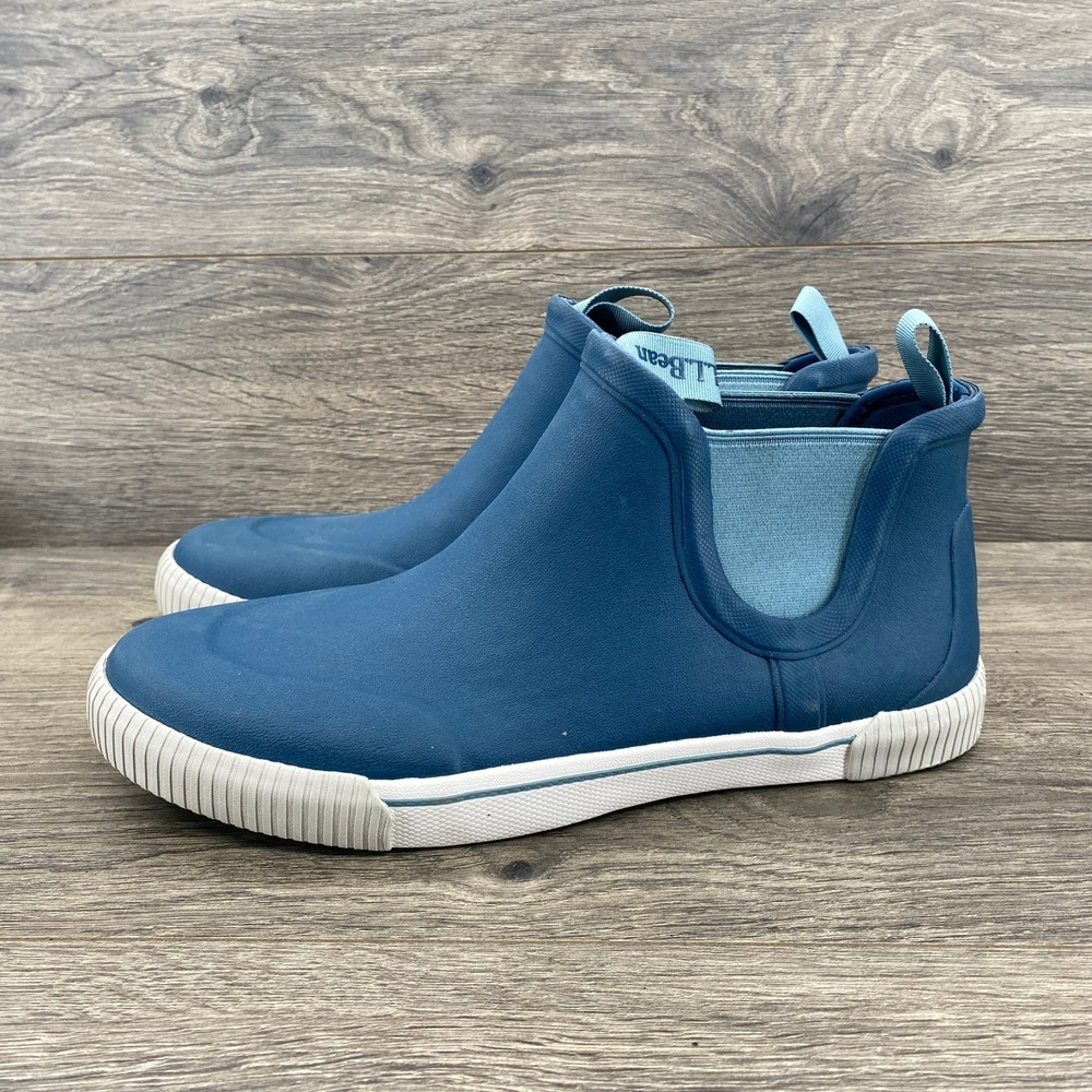 L.L.Bean Wellie Sport Ankle Boot Womens 10 Blue Waterproof Rubber Chelsea 518628